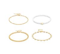 Generisch Bracelet de cheville multicouche, chaîne en métal rétro, chaîne de cheville en forme de cœur avec perles de riz 4 colliers viking (or, taille unique)