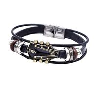 Generisch Bracelet de guitare pour hommes | Fabriqué en cuir synthétique avec fermeture Velcro, style vintage, bijoux à la mode, accessoires de musique pour la vie quotidienne, les voyages et les