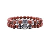 Generisch Bracelet de montre pour homme en pierre naturelle, bracelet de perles en pierre naturelle, pierre volcanique, stylo rouge, E, bracelet polyvalent pour couple, bracelet d'activité
