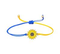 Generisch Bracelet en cire bleu espoir tissé bracelet d'amitié union tournesol ukrainien jaune bracelet en cuir marron (multicolore, taille unique)