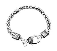 Generisch Bracelet en cuir de 42 mm avec boucle rétro tibétain argent antique fermoir mousqueton BSK bracelet montre bracelet femme podomètre, taille unique, Alliage de zinc, Pas de gemme