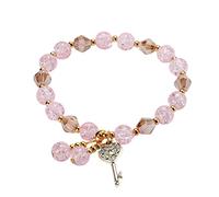 Generisch Bracelet en macramé pour femme - Bracelet de perles empilables - Bracelet de perles multicouche réglable - Bracelet coloré en cuir pour fille, A, Acier allié, Pas de gemme