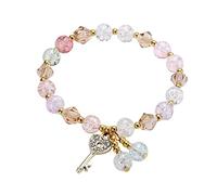 Generisch Bracelet en macramé pour femme - Bracelet de perles empilables - Bracelet de perles multicouche réglable - Bracelet coloré en cuir pour fille, A, Acier allié, Pas de gemme