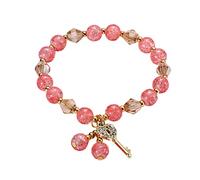 Generisch Bracelet en macramé pour femme - Bracelet de perles empilables - Bracelet de perles multicouche réglable - Bracelet coloré en cuir pour fille, A, Acier allié, Pas de gemme