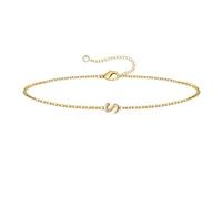 Generisch Bracelet initial en or pour filles et femmes, 1 bracelet plaqué or/plaqué argent, bracelet délicat en or pour femme, bracelet initial pour montre analogique numérique, taille unique, Métal