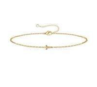 Generisch Bracelet initial en or pour filles et femmes, 1 bracelet plaqué or/plaqué argent, bracelet délicat en or pour femme, bracelet initial pour montre analogique numérique, taille unique, Métal