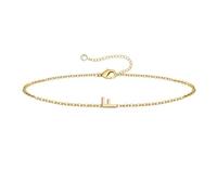 Generisch Bracelet initial en or pour filles et femmes, 1 bracelet plaqué or/plaqué argent, bracelet délicat en or pour femme, bracelet initial pour montre analogique numérique, taille unique, Métal