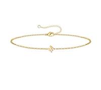 Generisch Bracelet initial en or pour filles et femmes, 1 bracelet plaqué or/plaqué argent, bracelet délicat en or pour femme, bracelet initial pour montre analogique numérique, taille unique, Métal