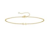 Generisch Bracelet initial en or pour filles et femmes, 1 bracelet plaqué or/plaqué argent, bracelet délicat en or pour femme, bracelet initial pour montre analogique numérique, taille unique, Métal