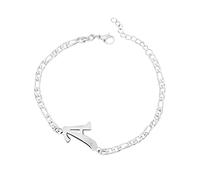 Generisch Bracelet pour femme avec lettre C en acier plaqué argent - Bracelet délicat en acier - Disque délicat - Bracelet nominatif pour femme et fille, taille unique, Acier titane, Pas de gemme