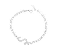 Generisch Bracelet pour femme avec lettre C en acier plaqué argent - Bracelet délicat en acier - Disque délicat - Bracelet nominatif pour femme et fille, taille unique, Acier titane, Pas de gemme