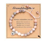 Generisch Bracelet pour femme avec lettre initiale - Bracelet de perles avec un élégant pendentif en forme de lettre est un cadeau d'anniversaire parfait pour le premier jour d'école