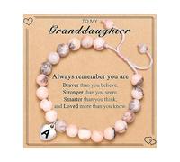 Generisch Bracelet pour femme avec lettre initiale - Bracelet de perles avec un élégant pendentif en forme de lettre est un cadeau d'anniversaire parfait pour le premier jour d'école