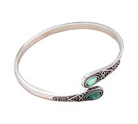 Generisch Bracelet rétro d'imitation vert incrusté avec ouverture réglable et bracelet de fitness en alliage amical pour enfants, taille unique, Métal, Pas de gemme