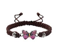 Generisch Bracelet rouge et argenté pour adolescentes, cordon réglable, bracelets papillons pour femmes, bracelets à breloques papillons mignons, bracelet chrétien pour femme, Einheitsgröße, Corde en