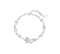 Generisch Bracelets Bracelet Couple Maman Et Anneaux Bead Bracelet Adjustable Jewelry Valentine's Day For Occasions Bracelet Noir Plaqué Bracelet Bijoux (Silver, One Size)