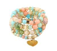 Generisch Bracelets de perles empilables pour femmes et hommes Ensemble de bracelets multicouches Bijoux multicolores Bracelet pour emballage bon marché, taille unique, cristal, Pas de gemme