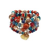 Generisch Bracelets de perles empilables pour femmes et hommes Ensemble de bracelets multicouches Bijoux multicolores Bracelet pour emballage bon marché, taille unique, cristal, Pas de gemme