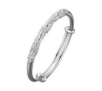 Generisch Bracelets en argent sterling pour femmes Bijoux de mode simples réglables 925 Bracelets de manchette Mère Femme Saint-Valentin Fête des mères Ensemble de perles, taille unique, Métal, Pas de