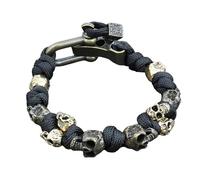 Generisch Bracelets en paracorde pour homme et femme - Bracelet en paracorde tissé - Squelette gothique - Réglable - Cordon tressé en cuir pour homme - Avec gravure, taille unique, cordon