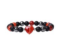 Generisch Bracelets Messages Avec Perles Bijoux Heart Charms Bangles Stone With Pearls Beads Bracelet Couleurs Breloques Amoureux Anneaux (B, One Size)