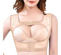 Generisch Brea-Mash Corset dorsal en forme de X pour femme Corset de posture de la poitrine et du dos avec boucles à l'avant, beige, M