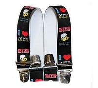 Generisch Bretelles avec inscription « I Love BIER », fabriquées à Vienne en Autriche, largeur : 35 mm, en forme de H, avec 4 clips extra forts, noires P-003, Taille Unique