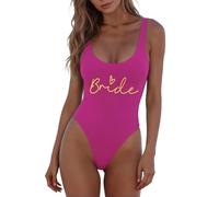 Generisch Bride Maillot de bain une pièce pour femme - Imprimé lettre - Monokini - Maillot de bain à séchage rapide - Maillot de bain sexy pour enterrement de vie de jeune fille, Violet #1, XL