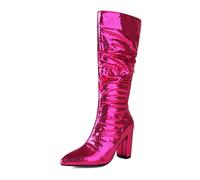 Generisch Bride to Be Bottes argentées en métal pour défilés de mode, robe de soirée de mariage, bottes de scène en T pour boîtes de nuit, bottes longues européennes américaines pour femme