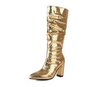 Generisch Bride to Be Bottes argentées en métal pour défilés de mode, robe de soirée de mariage, bottes de scène en T pour boîtes de nuit, bottes longues européennes américaines pour femme