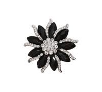 Generisch Broche de rangement élégante et charmante broche fleur en strass, épingle de col avec strass en cristal noir pour les fêtes, banquets et clubs, bijoux pour chats pour femme (noir, taille
