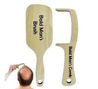 Generisch Brosse Chauve, Portable, compacte, drôle en Bois - Peigne à Farce pour Homme | pour père, ami, Adulte, pour Anniversaire, Noël 1er Avril