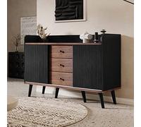 Generisch Buffet à 3 tiroirs - Grain exquis - Couleur bois moderne - Pour chambre à coucher et salon - Avec étagères de rangement - H 80 x L 117,5 x P 40 cm