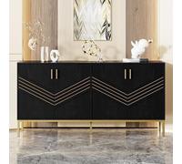 Generisch Buffet avec 4 portes, armoire de salon, armoire de cuisine. Corps en MDF et pieds en métal, étagères réglables en hauteur, beaucoup d'espace de rangement, pour salon, salle à manger, couloir