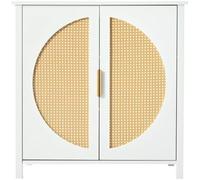 Generisch Buffet blanc pour salon, chambre à coucher, salle à manger, couloir, avec étagères réglables, 2 portes en rotin, meuble de rangement à 3 niveaux