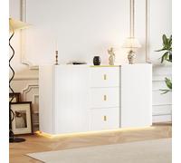 Generisch Buffet LED - Largeur : 150 cm - Multifonction - Commode - Buffet haut - 2 portes - 2 tiroirs - Buffet avec éclairage LED
