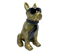 Generisch Bulldog Sculpture Collectible Figurines Écharpe Lunettes Statue de Chien pour Salon Décoration de Table | Statue de Bulldog | Statue de Chien en Résine | Statue de Bouledogue Français Décor
