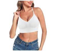 Generisch Bustiers pour femmes soutien-gorge dos bas en U en fil de fer dos nu soutien-gorge transformable bretelles spaghetti sans coutures bralette de sommeil, Blanc., S