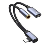Generisch Câble audio USB C 3,5 mm, adaptateur de casque USB C 2 en 1, connecteur de câble tissé pour téléphone, écouteurs, écouteurs