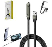 Generisch Câble de charge invisible 2 en 1 avec support de charge rapide de 240 W avec support invisible et support, câble de type C vers C, anti-nœuds, flexible de 1,5 m, rotatif à 360 °