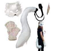 Generisch Cache-visage d'Halloween avec queue, peluche d'Halloween pour | Masque d'animal pour accessoires de fête pour homme et femme, mascarade, festival de musique, carnaval, théâtre et bureau