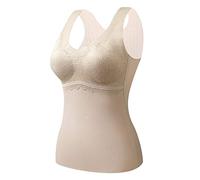 Generisch Cadeau pour femme - Hauts ajustés - Chemises thermiques sans manches - Col en V - Soutien-gorge intégré - Sous-vêtements doublés en polaire - Débardeur thermique avec rembourrage en éponge