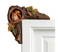 Generisch Cadre de porte 2D réaliste en forme d'écureuil à rayures | Décoration en bois à suspendre sur la porte pour salon, automne, dortoir, fête, maison, chambre à coucher, écureuil