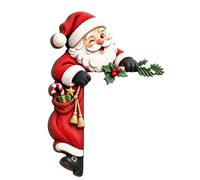 Generisch Cadre de porte de Noël - Décoration d'angle - Père Noël | Décoration d'angle de porte de Noël - Père Noël regarde - Plaque en bois amusante - Décoration murale de fenêtre