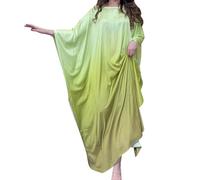 Generisch Caftan élégant et modeste pour femme - Doux brillant - Manches chauve-souris - Robe longue - Style contemporain - Robe musulmane discrète et moderne, 06#_jaune, taille unique