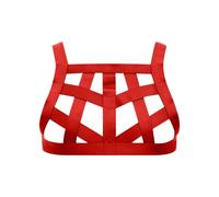 Generisch Cage de chasteté pour homme - Boucle réglable - Corps - Poitrine - Porte-jarretelles - Cosplay - Boîte de nuit - Sexy Punk - Ceinture de poitrine - Clubwear - Slip pour homme, rouge, taille