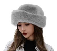 Generisch Cagoule Bonnet épais en synthétique chaud, bonnet en fausse fourrure de luxe pour femme, bonnet d'hiver polyvalent pour femmes et filles, Gris clair., taille unique