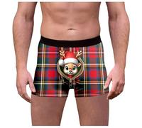Generisch Caleçon de Noël pour hommes Boxer de Noël Multicolore Sexy Drôle pour Hommes Amusant Personnalisé Flocons de Neige Imprimé Mi-Longue Cartoon Print Sous-vêtements avec Coupe Confortable