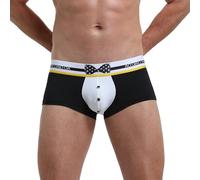 Generisch Caleçons Hommes Boxers Hommes Boxer Slip Homme Cravate Gentleman Double Couche Soie Glace Poche U Pantalon Coin Plat Sous-vêtements, Noir , XXL