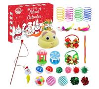 Generisch Calendrier de jouets pour chat 2025 - Calendrier de compte à rebours de Noël pour chats | Boîte à friandises festives avec jouets interactifs pour chats, surprises pour les amoureux des